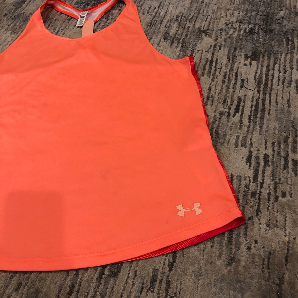 Under Armour heat gear tank top YXL coral/print